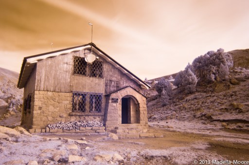 The colour image after some extreme edits with Lightroom's write balance tool plus a custom camera calibration that allows for a greater temperature compensation than would otherwise be possible.