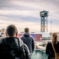 Three People Looking out From Port Vell,&nbsp;Barcelona
