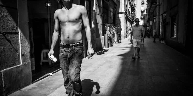 Shirtless man, Barcelona Street Photography