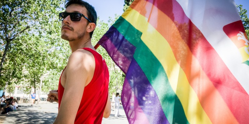 Rainbow Flag at Barcelona Pride March