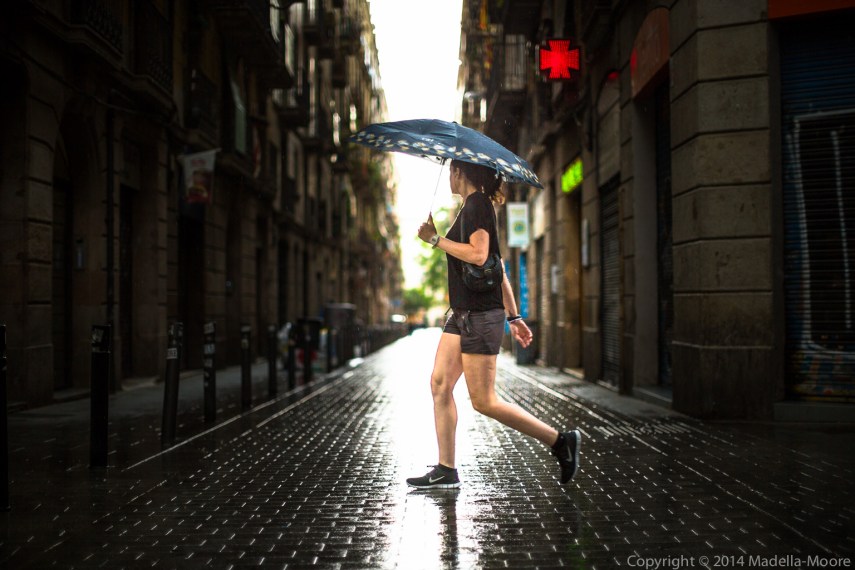 Unseasonal Rain, Career de Joaquin Costa, Barcelona. Canon 5D Mark III with 50mm f1.2L.