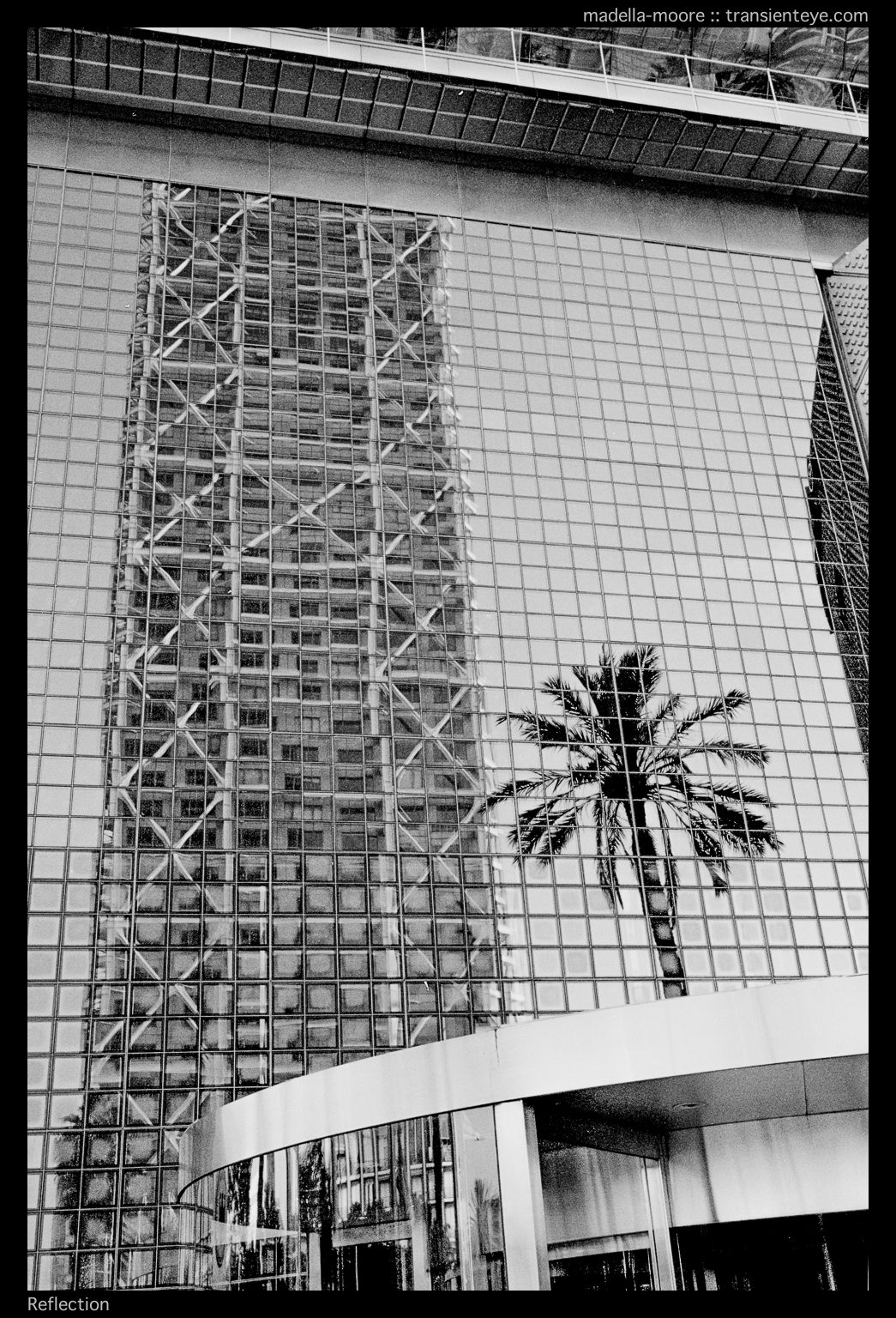 The Hotel Arts reflected in the Mapfre tower, Barcelona. Leica M7 with Zeiss ZM 2/35.
