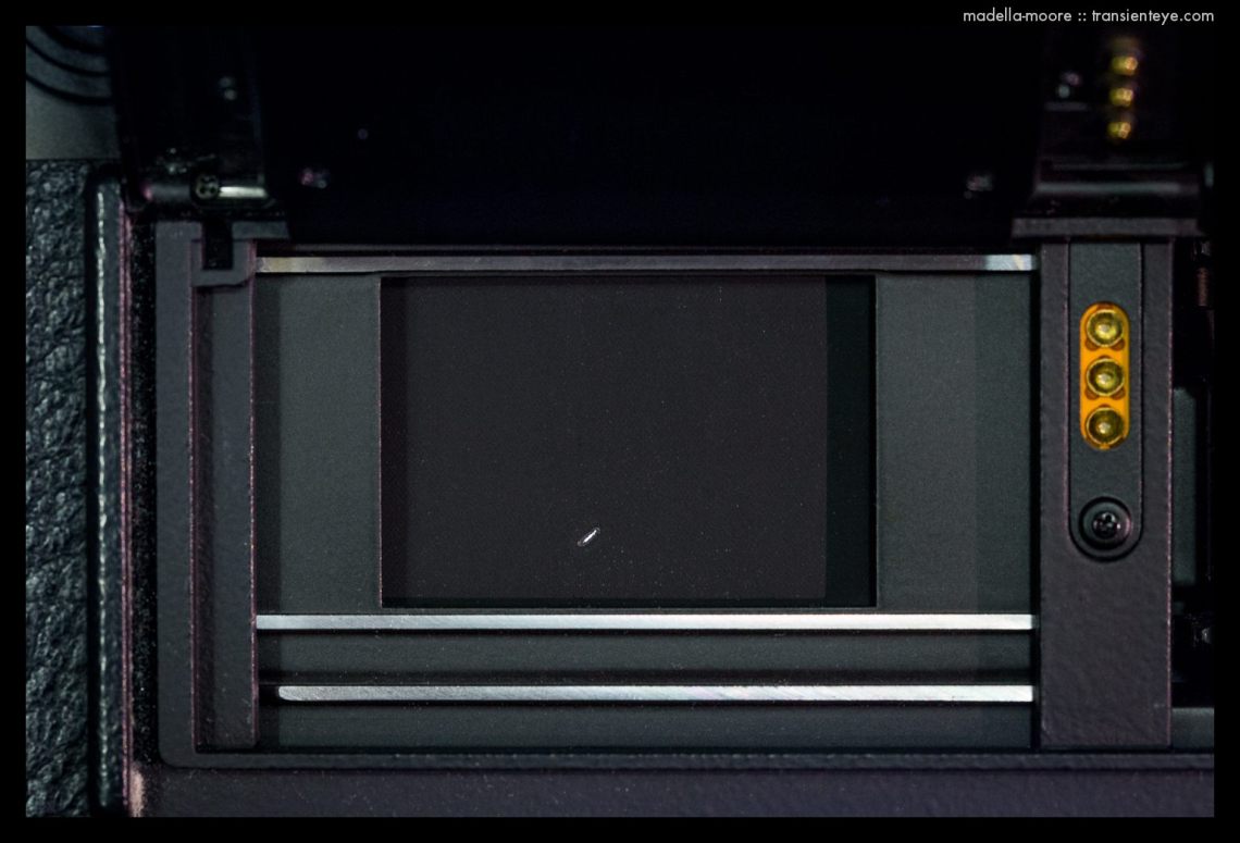 Leica shutter curtain with burn hole.