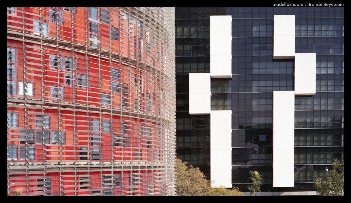 Torre Agbar and the Hotel Silken Diagonal Barcelona.