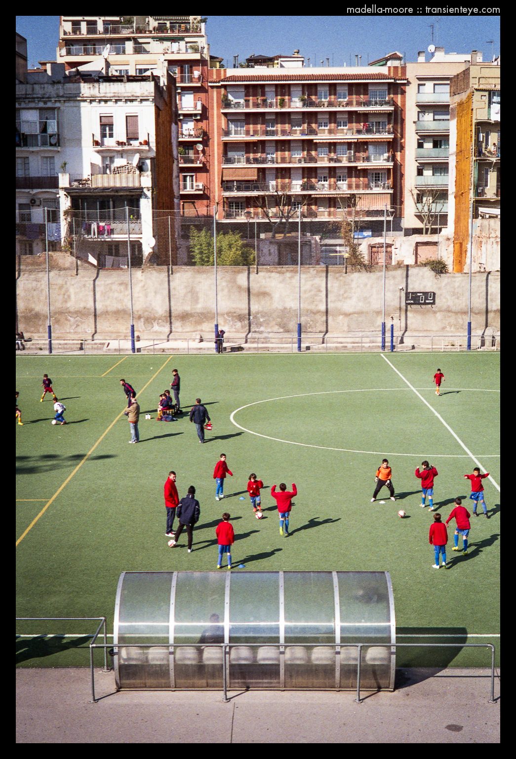 Football ground built in to the old railway cutting, Barcelona.