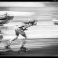 Racing Rollerskaters at the Fiesta Mayor en el Raval, Rambla del Raval, Barcelona – Motion Blurred Film&nbsp;Photography