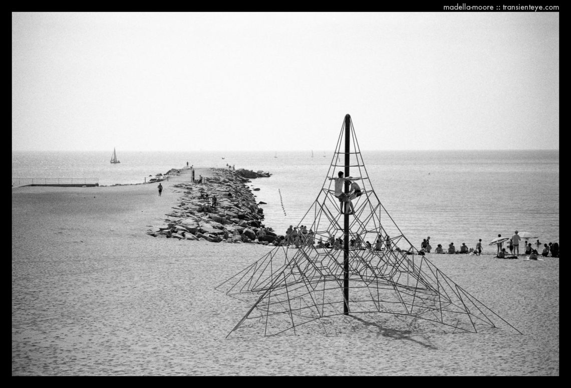 The beach, Barceloneta - Black and White Film Photography by Mark Moore
