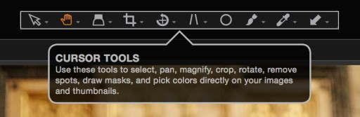 The toolbar used to change the mouse-cursor function