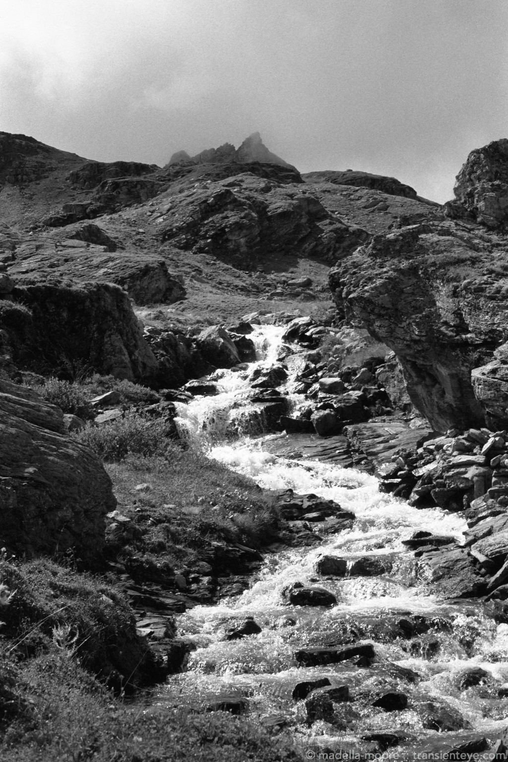 Mountain Stream, Switzerland. Ilford Delta 100.
