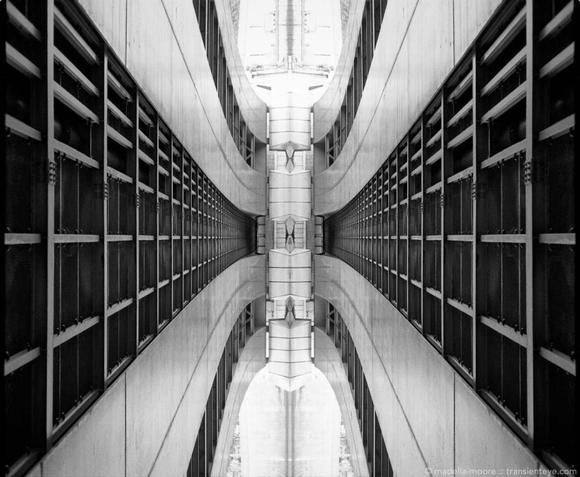 Abstracted bridge architecture, Paris. Photoshop composite of a black-and-white film image.