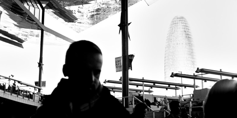 Encants market, photographed in high contrast with medium format black and white film using the Lubitel 166.