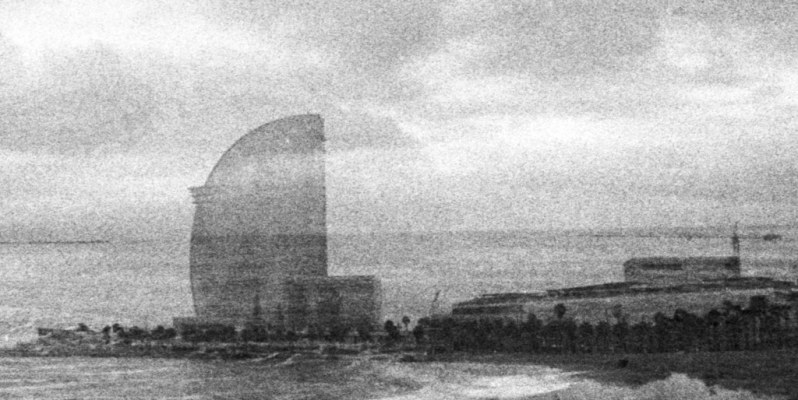 Double exposure on Barceloneta Beach, Barcelona