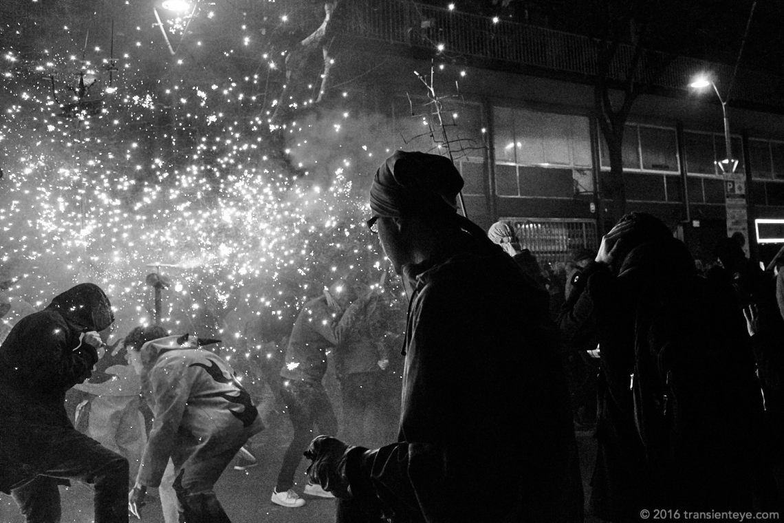 The Correfoc closing the Festa Major de Sant Antoni, Barcelona. Ricoh GR shot in RAW and converted to Black and White in Capture One Pro 9.0.3