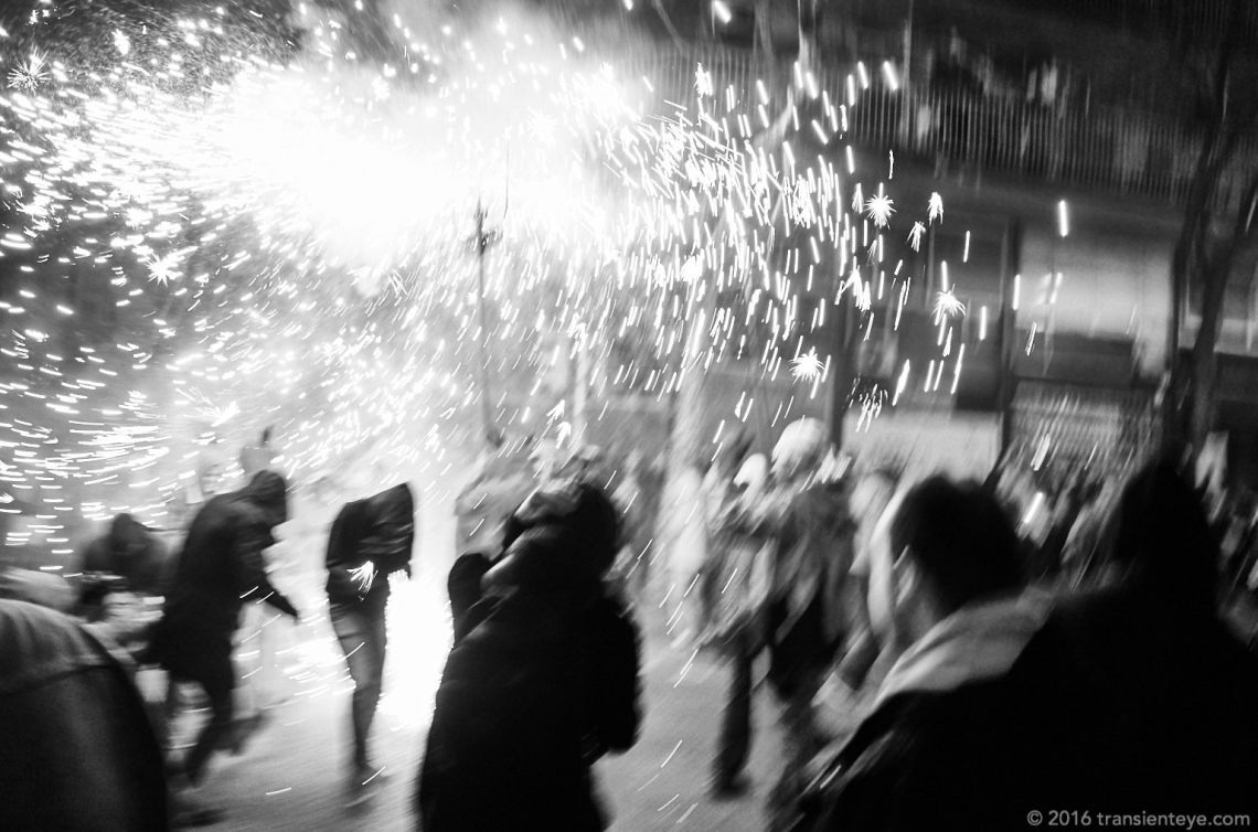 The Correfoc closing the Festa Major de Sant Antoni, Barcelona. Ricoh GR shot in RAW and converted to Black and White in Capture One Pro 9.0.3