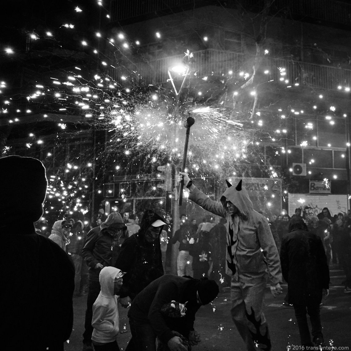 The Correfoc closing the Festa Major de Sant Antoni, Barcelona. Ricoh GR shot in RAW and converted to Black and White in Capture One Pro 9.0.3