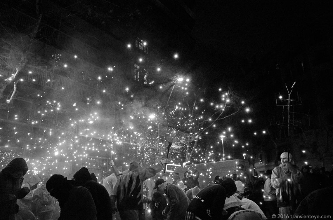 The Correfoc closing the Festa Major de Sant Antoni, Barcelona. Ricoh GR shot in RAW and converted to Black and White in Capture One Pro 9.0.3