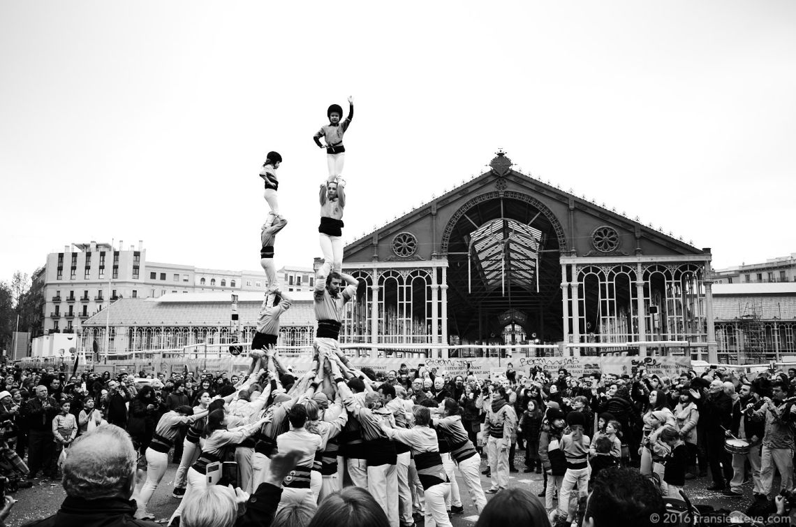 Castellers at the Festa Major de Sant Antoni, Barcelona. Ricoh GR shot in RAW and converted to Black and White in Capture One Pro 9.0.3