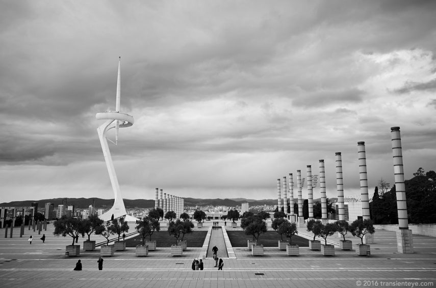 Torre Calatrava, Barcelona. Ricoh GR II in B&W.