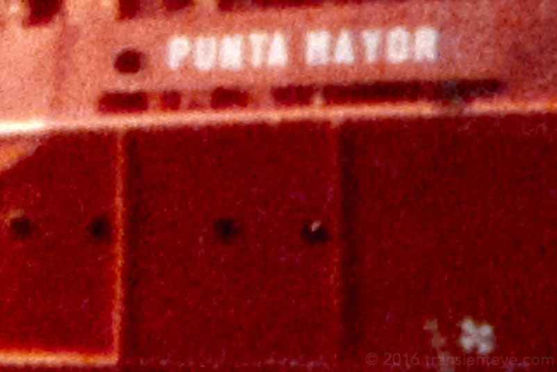 Macro image showing colour film "grain"