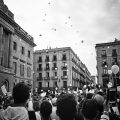 Balloon release at the protest to call for negotiations, Plaça Sant Jaume,&nbsp;Barcelona.