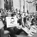 Protesters on the steps outside of the Supreme Court,&nbsp;Barcelona.