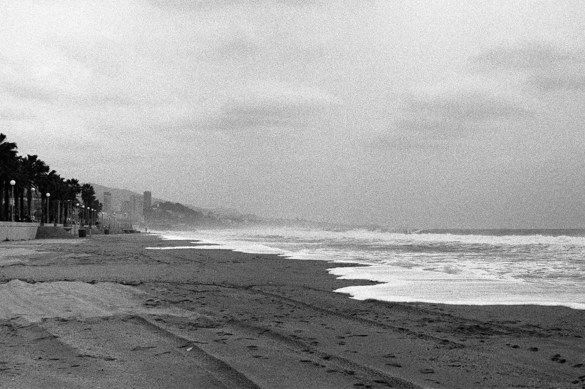 Stormy beach scene, Badalona