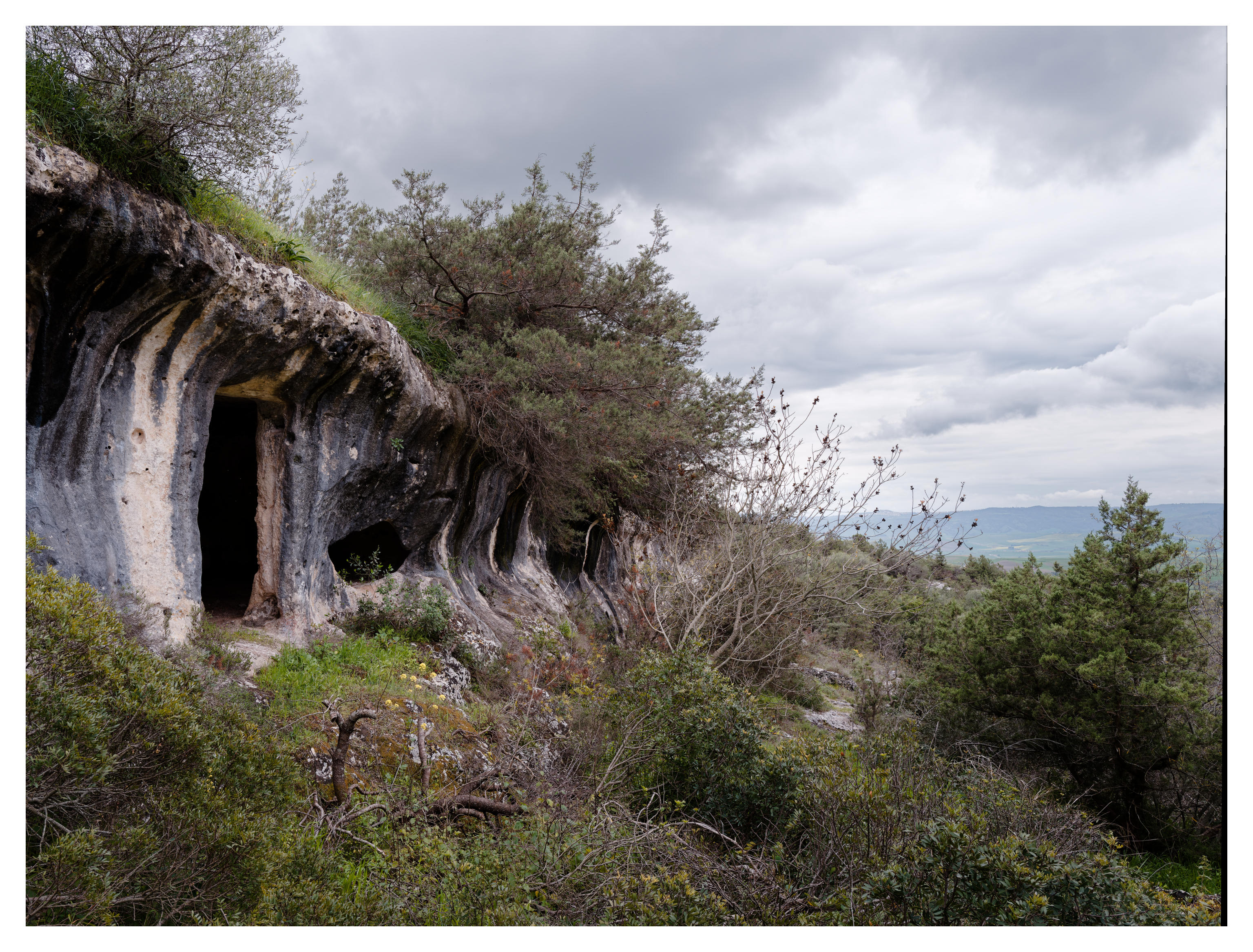 Entrances in the rock face